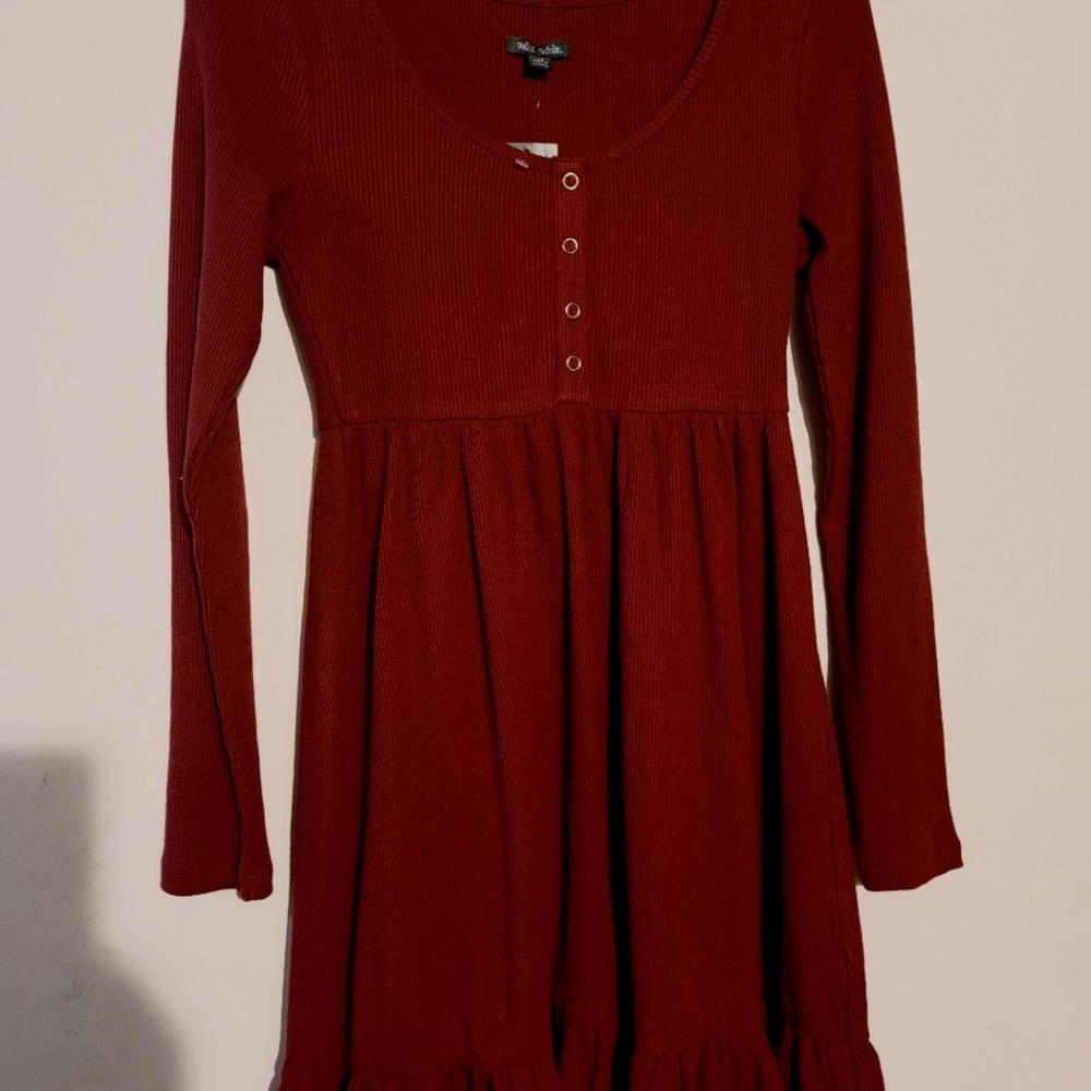 Long Sleeve Burgundy Dress